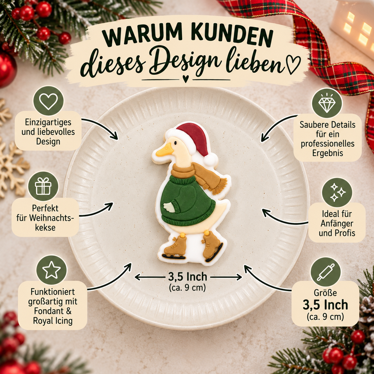 Gans mit Schlittschuhen