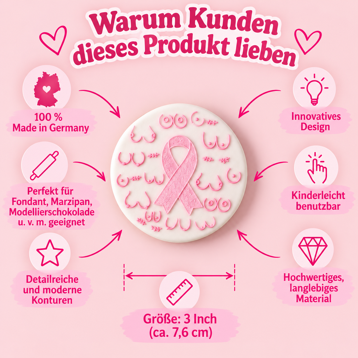 Brüste-Muster mit Ribbon-Schleife