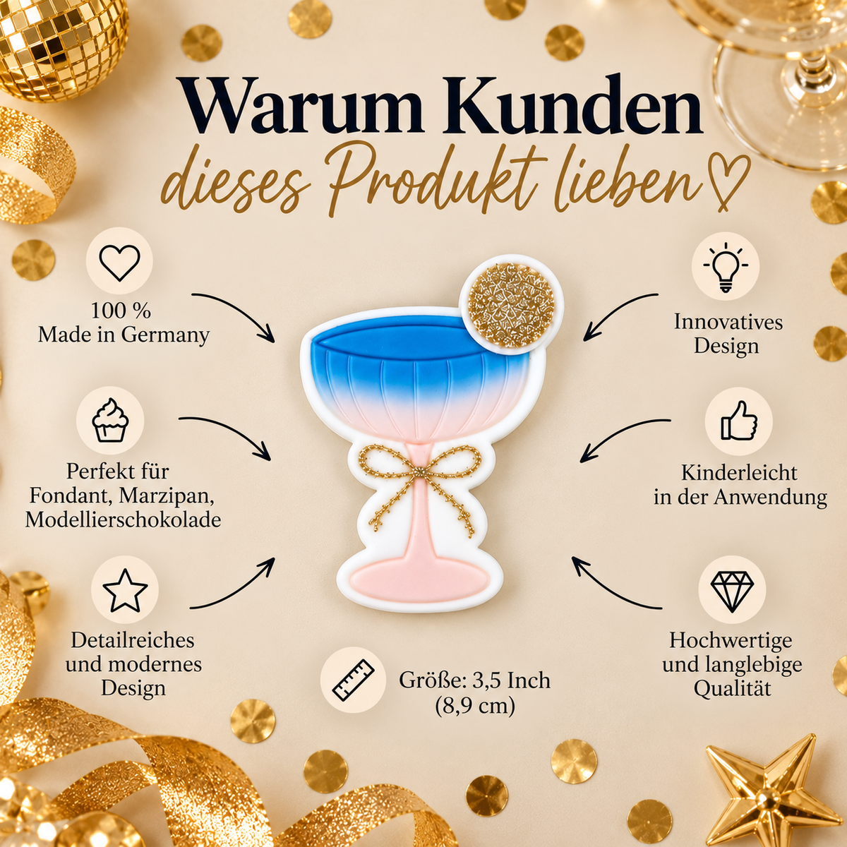 Champagnerglas mit Discokugel
