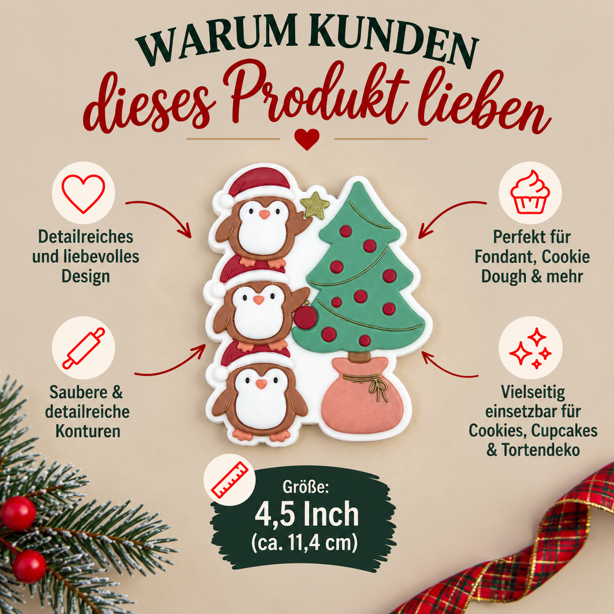 Pinguin-Stapel mit Tannenbaum