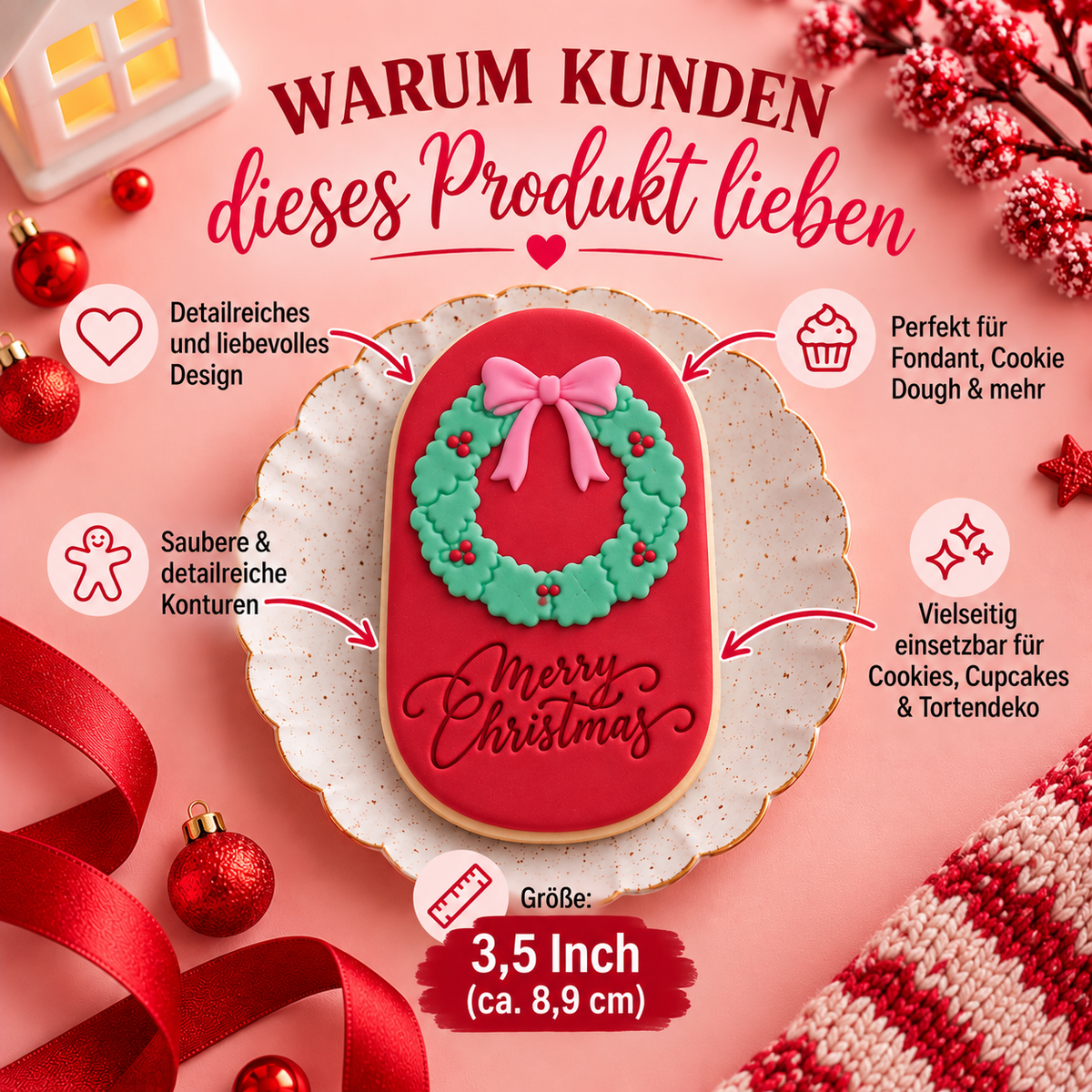 Weihnachtskranz mit Font Stamp