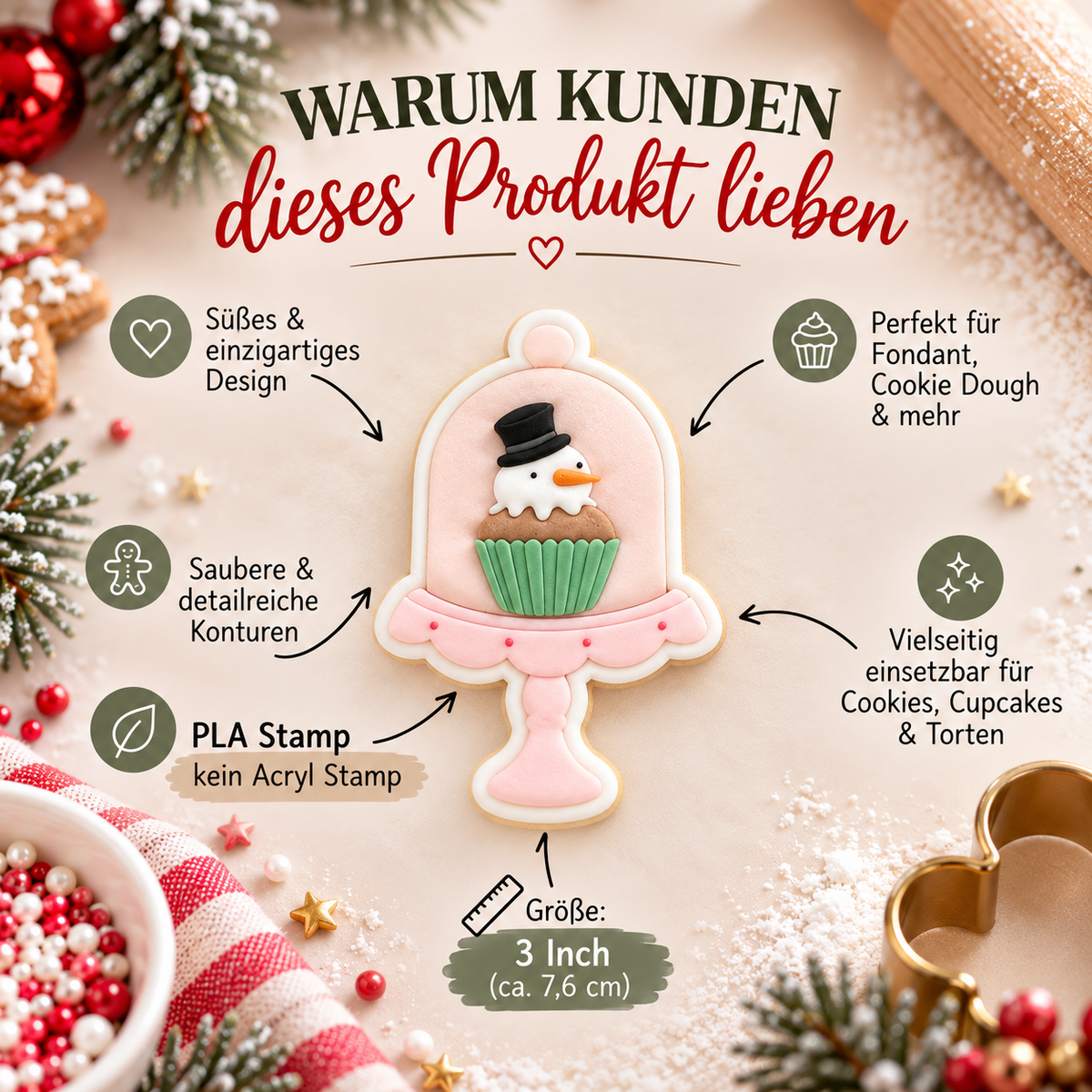 Schneemann auf Etagere