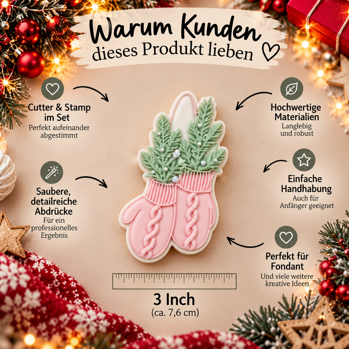 Fäustlinge mit Tannenzweigen