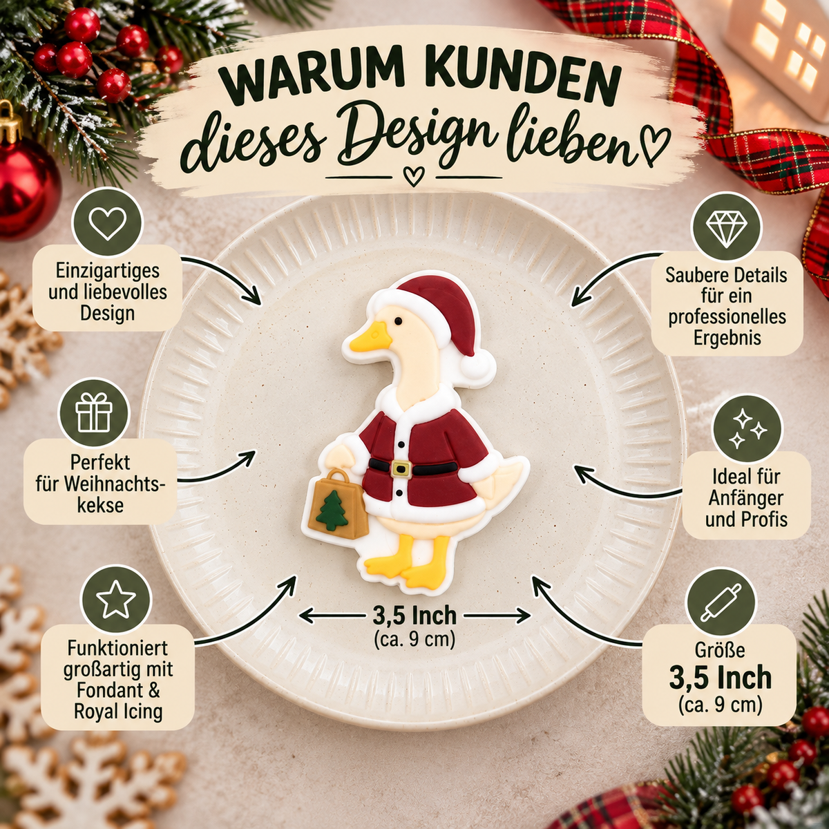Gans im Weihnachtsmannkostüm